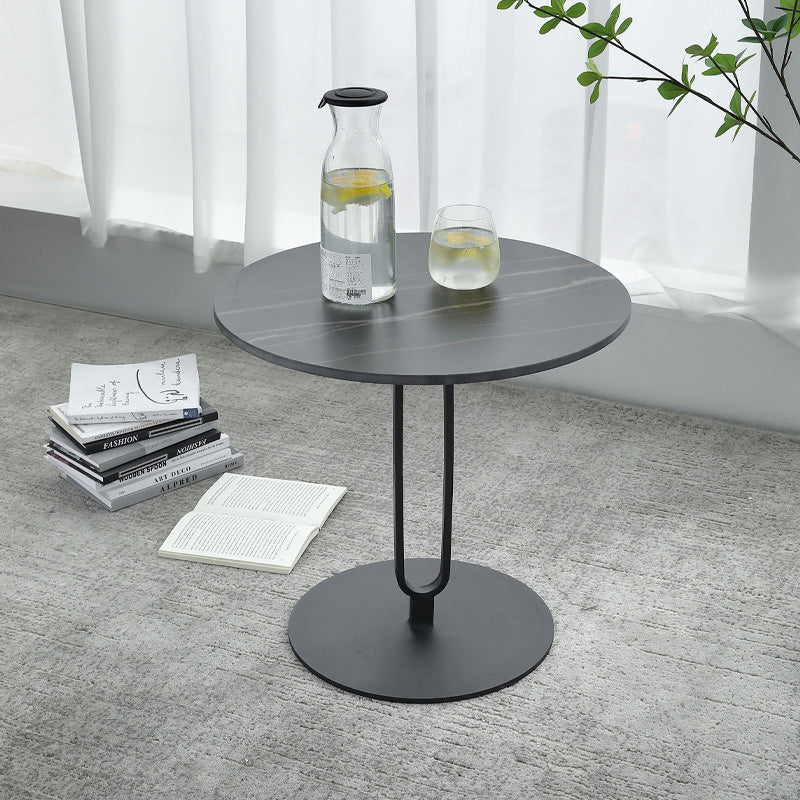 Minimalist Marble Steel Three-Leg Coffee Table — A