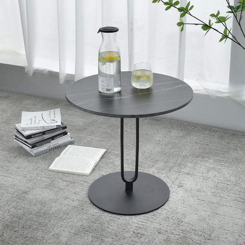 Minimalist Marble Steel Three-Leg Coffee Table — A