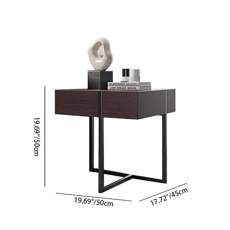 Modern Solid Wood Rectangular Nightstand 2-Drawer