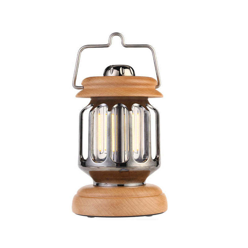 Vintage Teapot Wood Base LED Rechargeable Camping Light