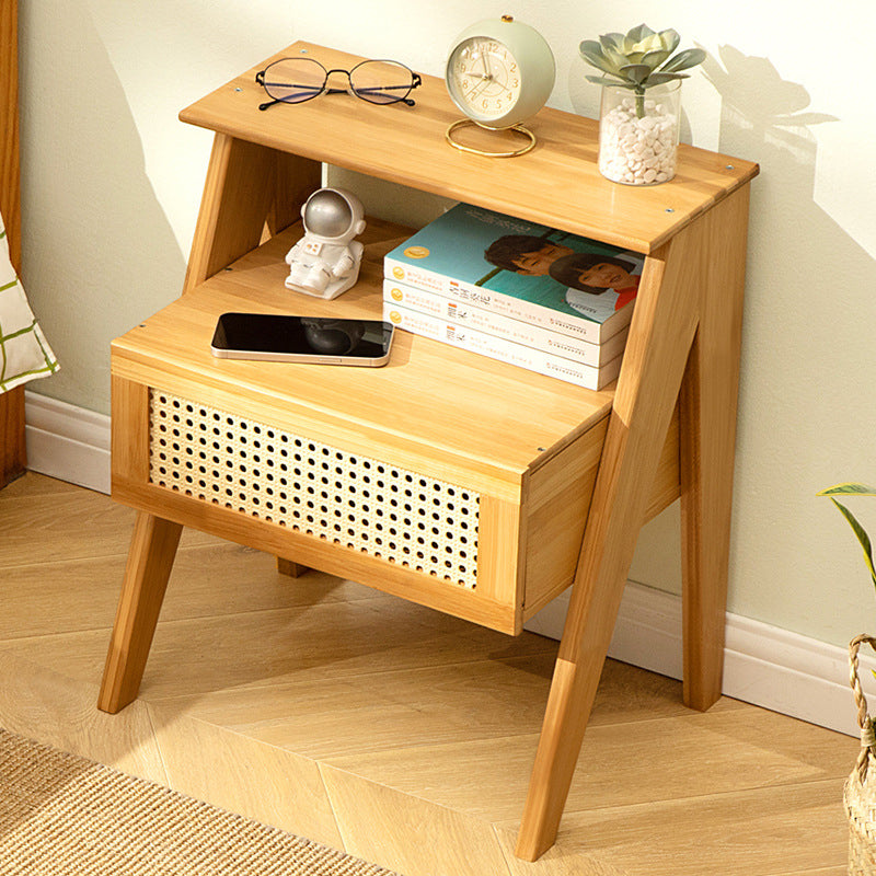 Contemporary Rectangular Wood 1-Drawer End Table