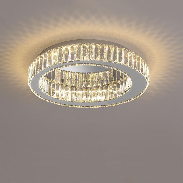 Modern Round Crystal LED Flush Mount Light — 110V-120V For US/CA