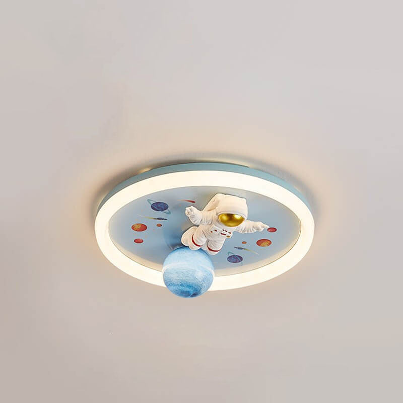 Cartoon Resin Astronaut Acrylic LED Flush Ceiling Light