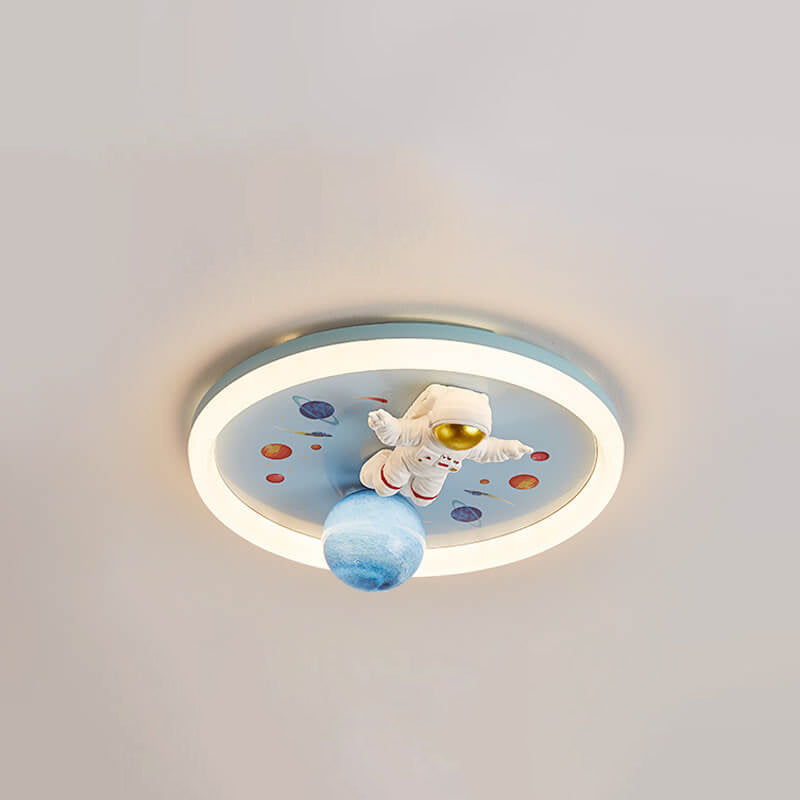 Cartoon Space Astronaut Resin LED Flush Mount Light