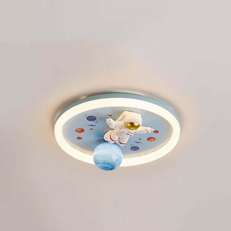 Cartoon Space Astronaut Resin LED Flush Mount Light
