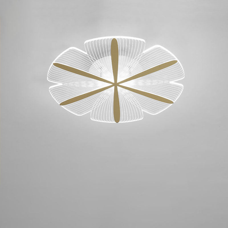 Minimalist Acrylic Petal Round Gold LED Flush Mount Light