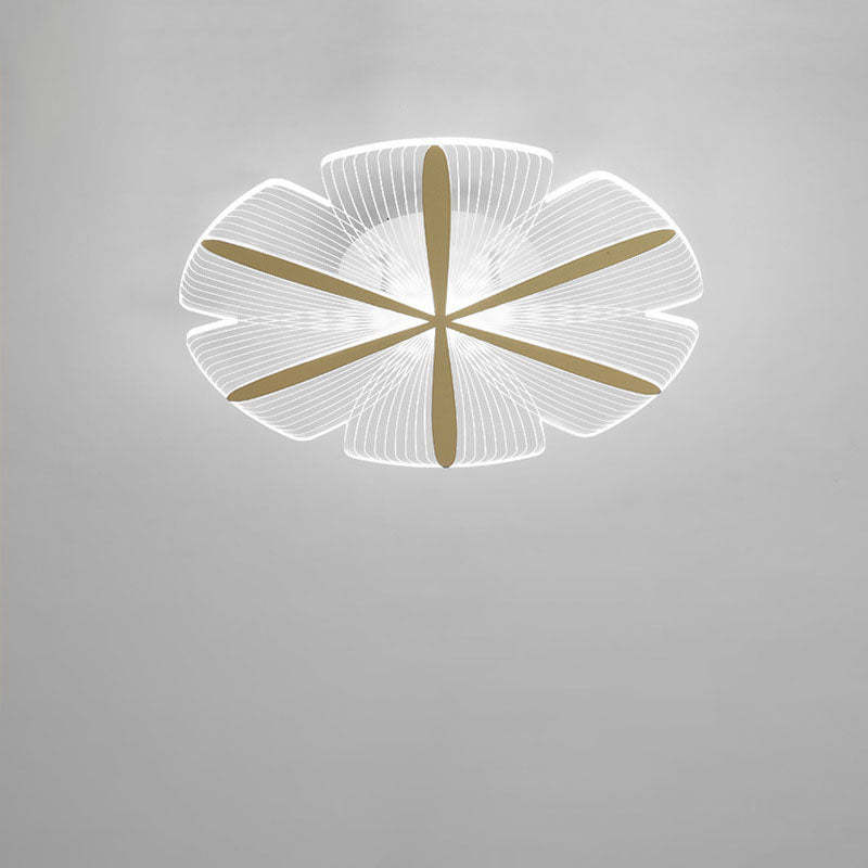 Minimalist Acrylic Petal Round Gold LED Flush Mount Light