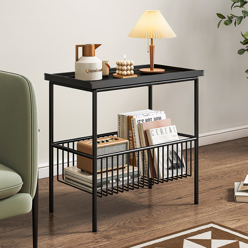Minimalist Rectangular Iron 2-Tier End Table - Rectangular