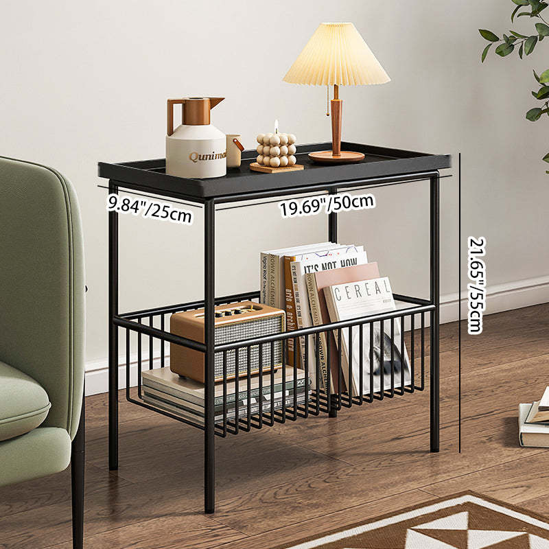 Minimalist Rectangular Iron 2-Tier End Table