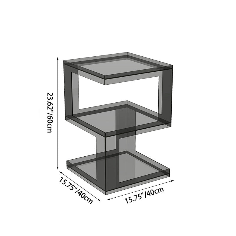 Minimalist Acrylic 3-Tier Square End Table — B / Transparent