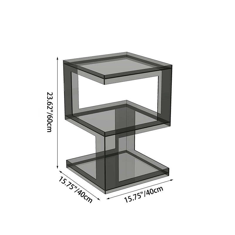 Minimalist Acrylic 3-Tier Square End Table — B / Transparent
