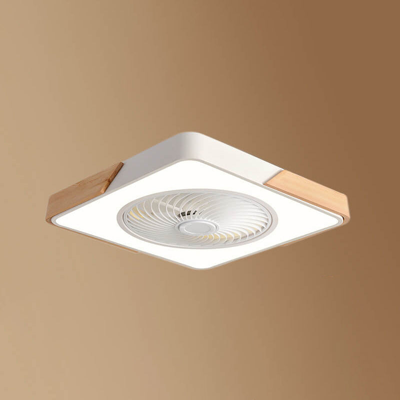 Nordic Macaron Square Wood LED Flush Mount Fan Light