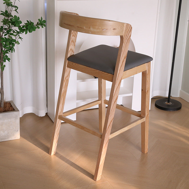 Gray fabric wood curved bar & counter stools - nordic