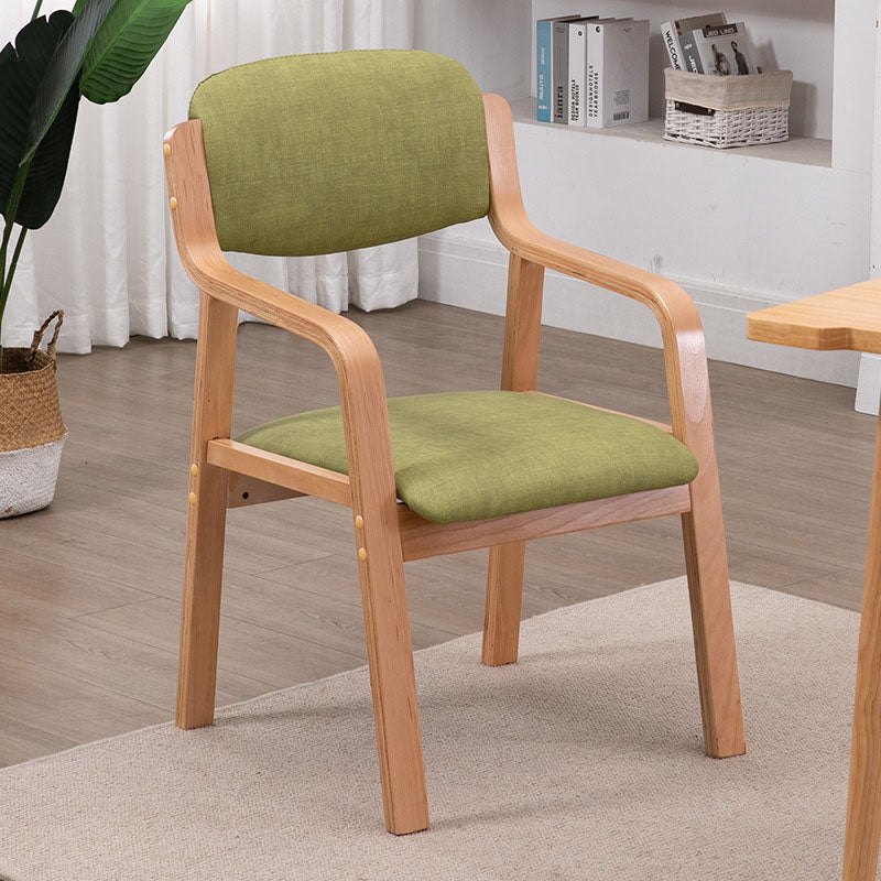 Modern Fabric Wood Dining Chair — Yellow