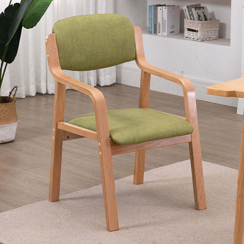 Modern Fabric Wood Dining Chair — Yellow