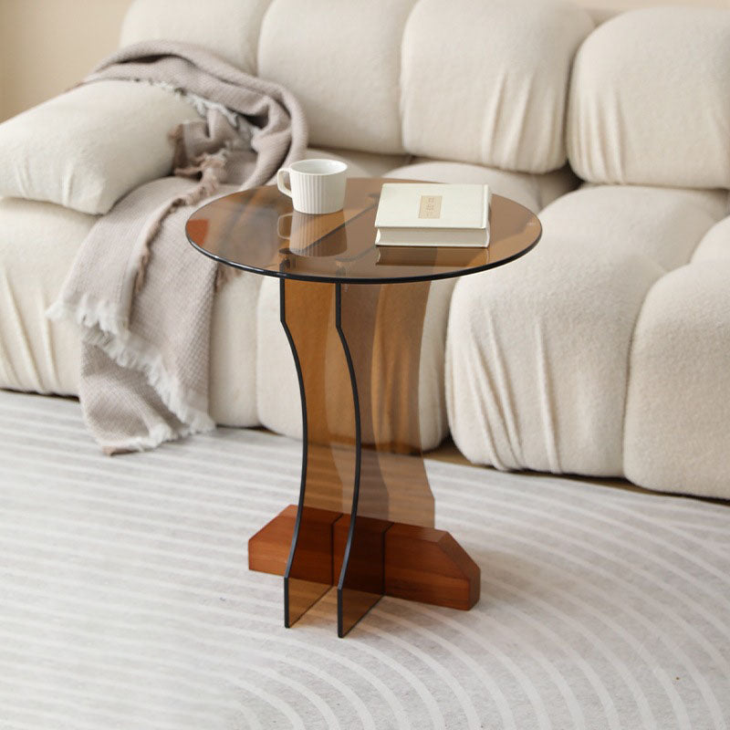 Minimalist Round Glass End Table