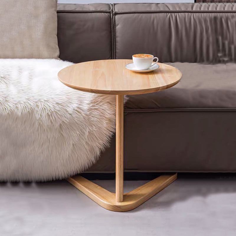 Minimalist V-Shape Base Wood Side Table — Original Wood Color