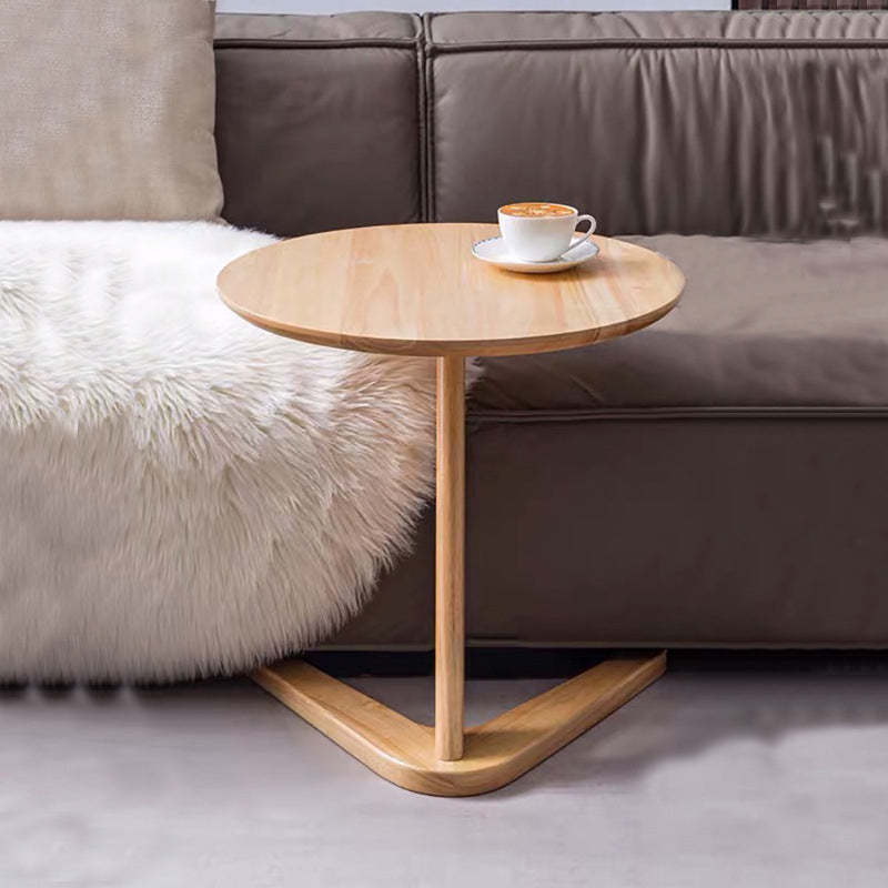 Minimalist V-Shape Base Wood Side Table — Original Wood Color