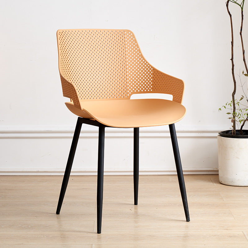 Minimalist Plastic Iron Dining Chair With Armrest