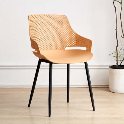 Minimalist Plastic Iron Dining Chair With Armrest