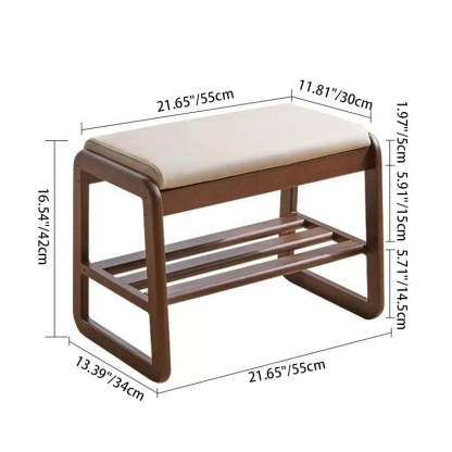 Scandinavian Tech Cloth Wood 1-Shelf Shoe Storage — Cherry Wood Color