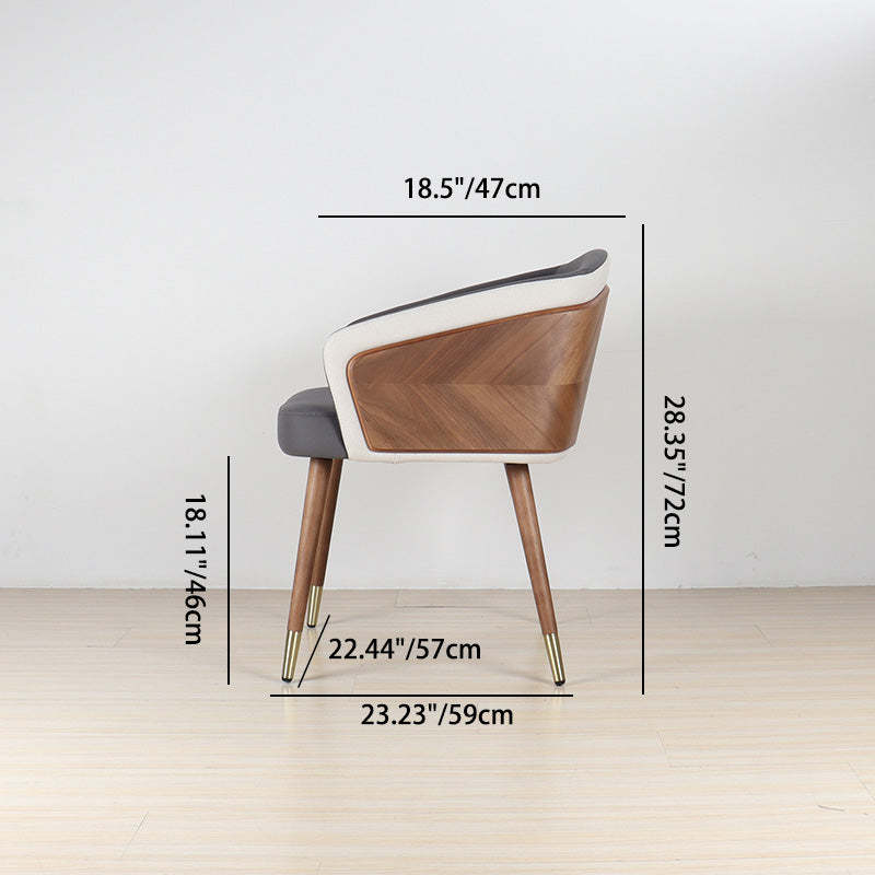 Curved PU Leather Wood Dining Chair — Orange - Leather