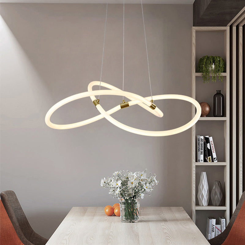 Nordic Acrylic Bending Tube Island LED Chandelier