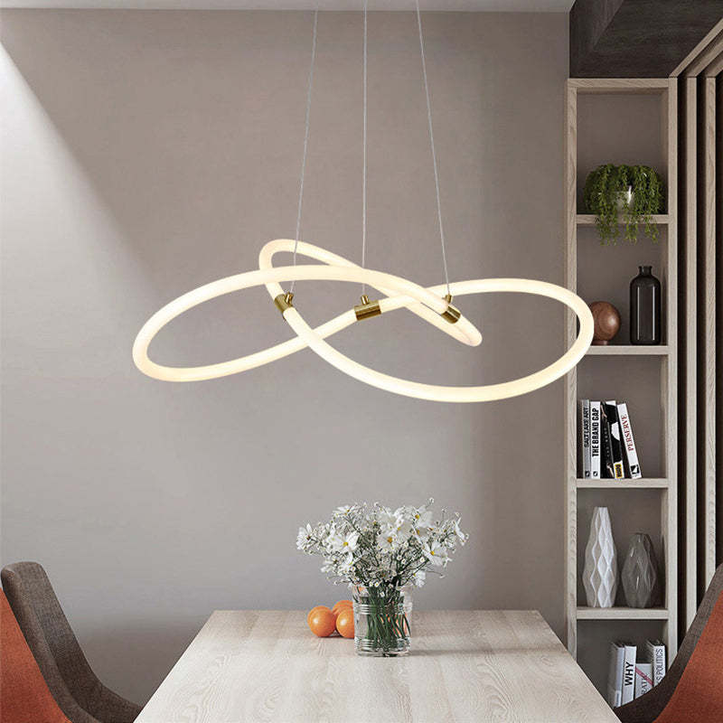 Nordic Acrylic Bending Tube Island LED Chandelier — Warm Light (3000K) / Milky White Tube / 110V-120V For US/CA
