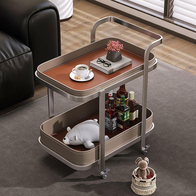 Luxury Rectangular Leather Steel Coffee Table