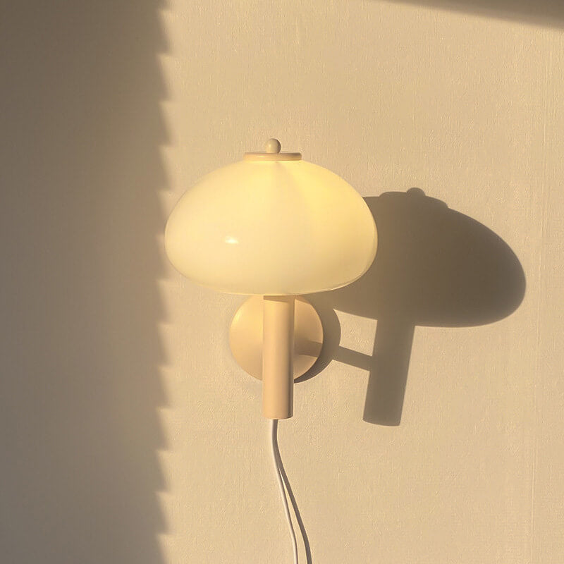 Nordic Vintage Milk Glass Dome Mushroom Sconce