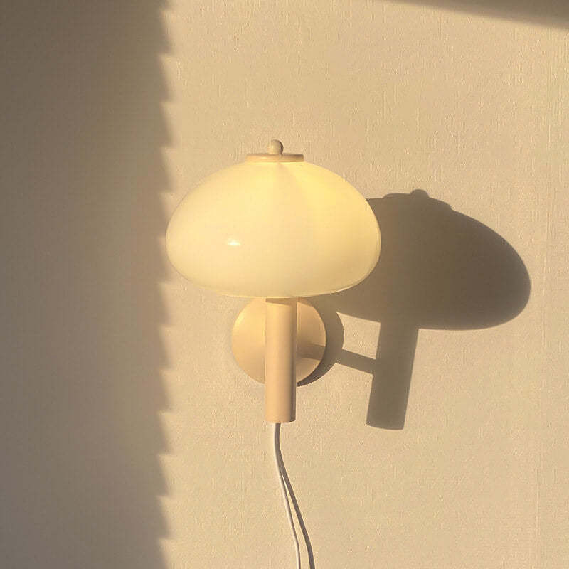 Nordic Vintage Milk Glass Dome Mushroom Sconce