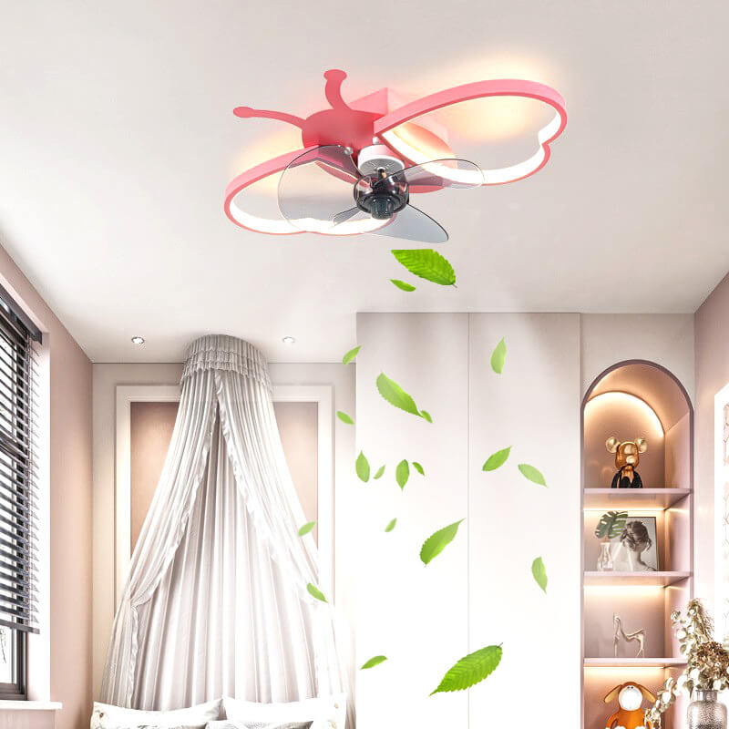 Nordic Silicone Butterfly LED Flush Mount Ceiling Fan Light