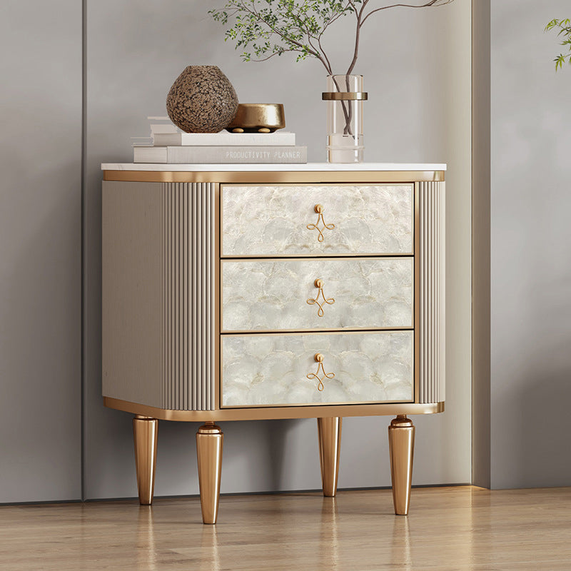 Modern Luxury Rock Slab Wood 3-Drawer Nightstand
