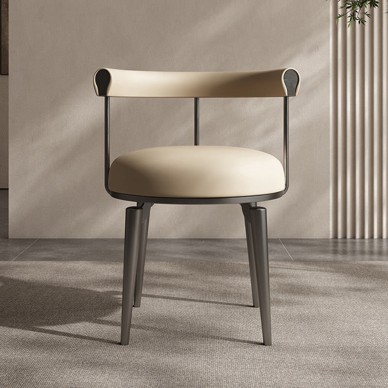 Nordic Round Leather Steel Dining Chair — Gold