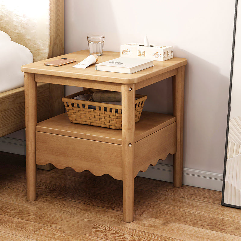 Nordic Square Wood 2-Tier End Table - Wod