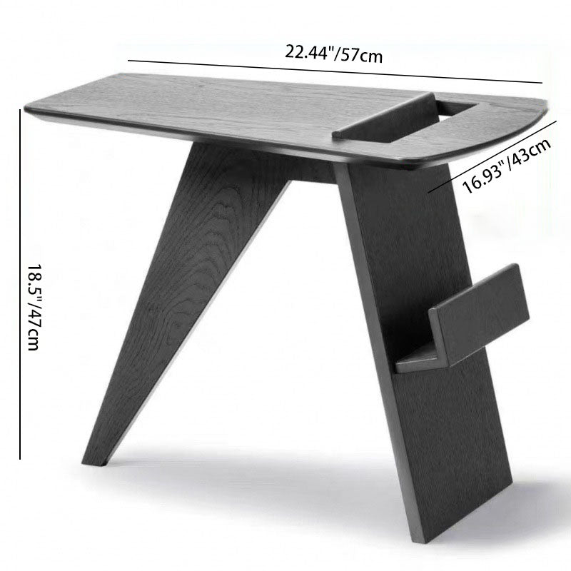 Minimalist Triangle Wood 1-Shelf Side Table
