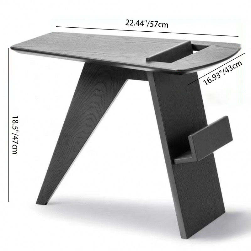 Minimalist Triangle Wood 1-Shelf Side Table