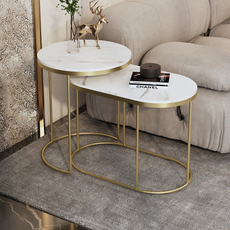 Luxury Oval Sintered Stone Nesting End Table