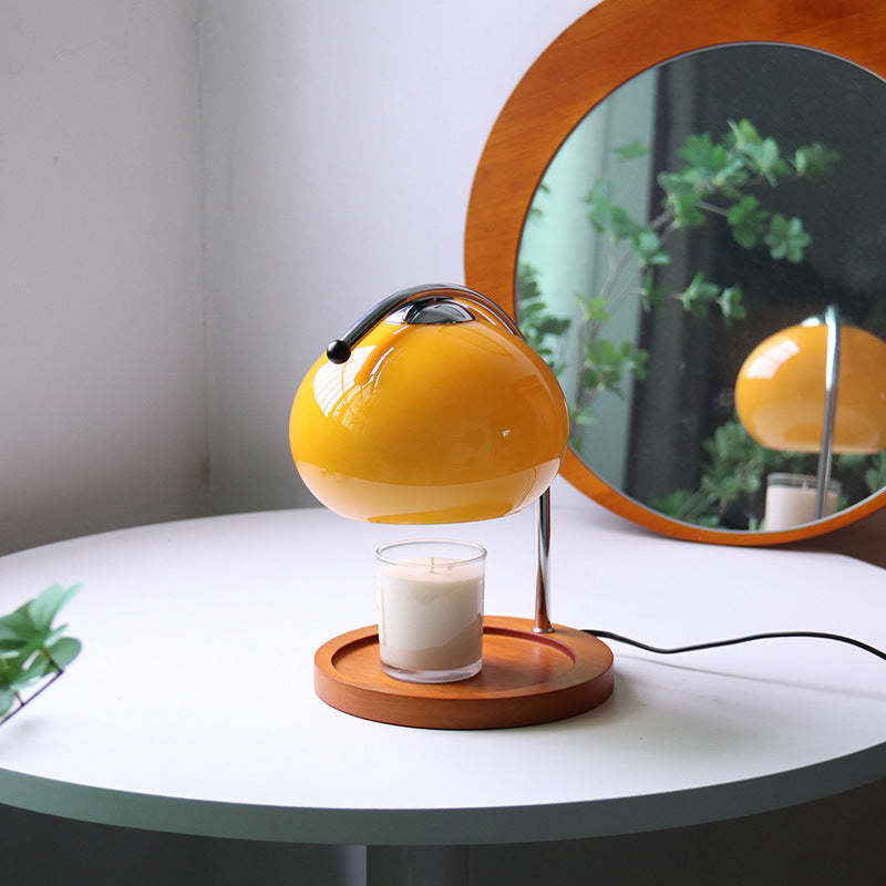 Vintage Glass Dome Solid Wood Melting Wax Table Lamp
