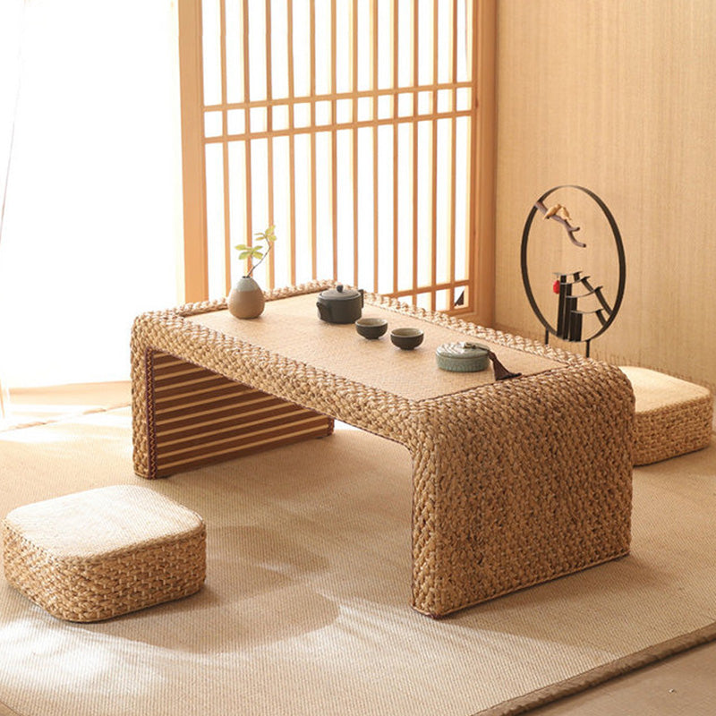 Japanese Rattan Wood Tatami Coffee Table