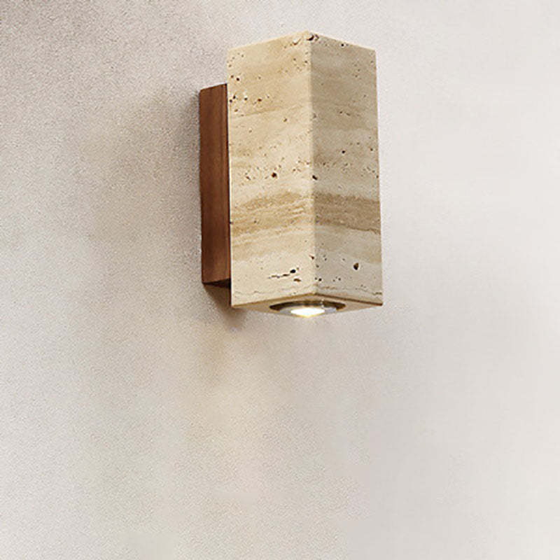 Japanese Wabi-Sabi Yellow Travertine Wall Sconce