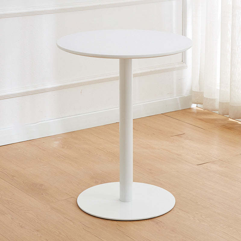 Nordic Round Wood Iron End Table — Round / White