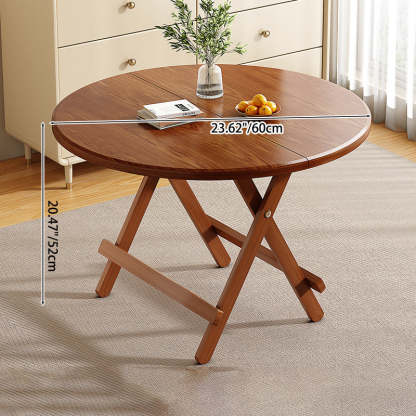 Scandinavian Round Wood 4-Seat Dining Table — Walnut Color