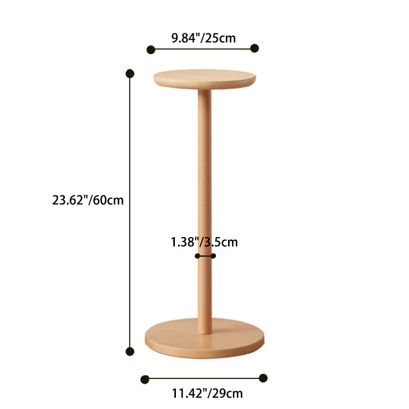 Minimalist Round Wood End Table — Wood Color