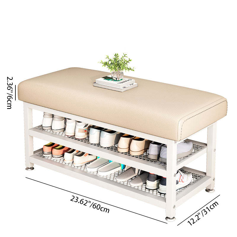 Modern Tech Fabric Steel 2-Shelf Shoe Storage — Gray / White