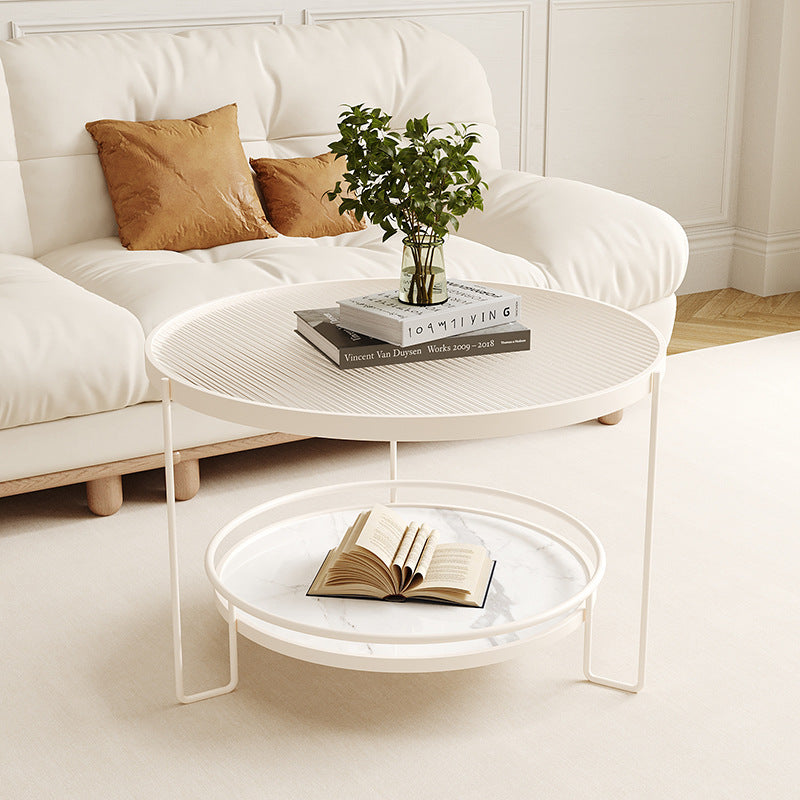 Minimalist Round Glass Rock Slab Coffee Table