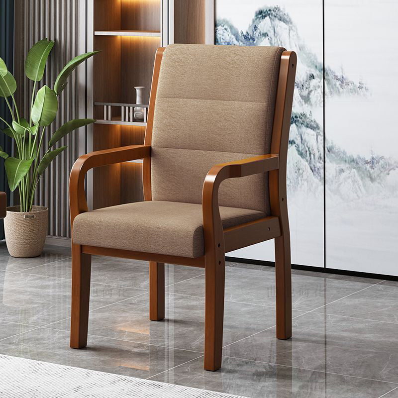 Modern Wood Fabric Leather Armchair