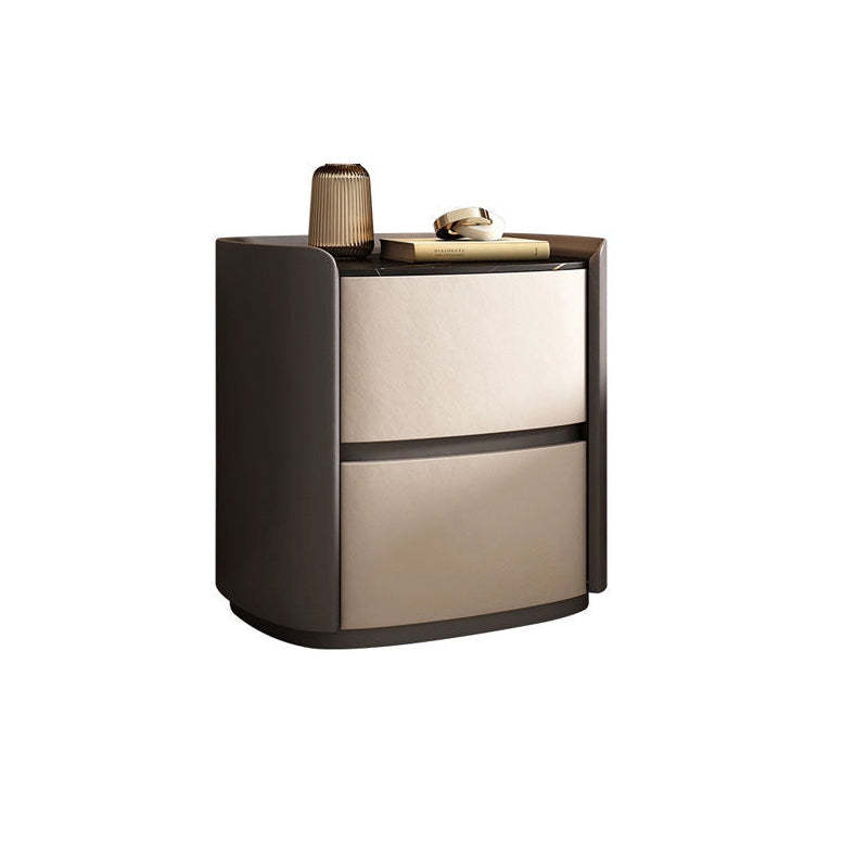 Modern Elliptical Microfiber Leather Wood Nightstand
