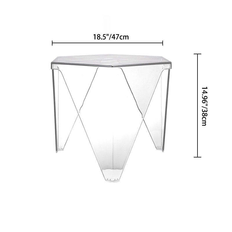 Minimalist Hexagonal Acrylic Three-Leg Coffee Table