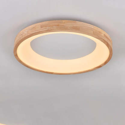 Nordic Minimalist Wood Round LED Flush Mount Light